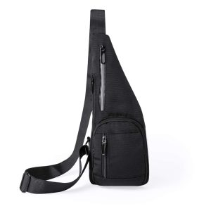 5-Fach Schultertasche mit reflektierendem Streifen Polyester schwarz